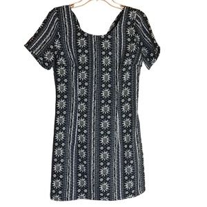 Hollister Navy & White Print Floral Design Short Sleeve Dress Crisscross Straps